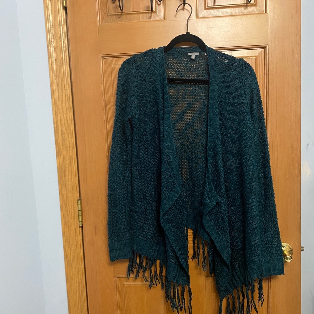 Women's Teal Fringe Cardigan